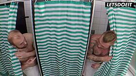 Angel wicky joins horny threeway shower fuck and blowjob at czech hostel