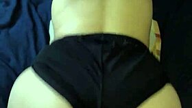 Amateur 18-year-old's flawless white ass gets fucked shorts staying on