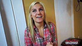 bailey's busty tattooed blonde gags deep on cock swallows passionate cum!