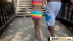 Tiny brunette why take my huge cock after beach pickup?