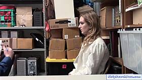 Officer throat fucks blonde shoplifter's face hard