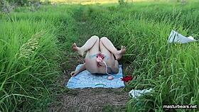 Suggestive Outdoor Extreme Anal Solo with Toys and Creampie