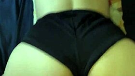 Amateur 18-year-old's flawless white ass gets fucked shorts staying on