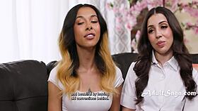 Lesbian Club Girls Turn Housewife with Family Watching Scissoring Licks