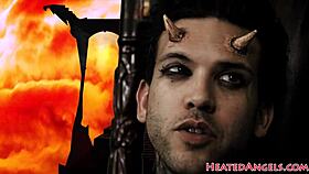 devilish alternative beauty with tattoos rides in goth cowgirl scene