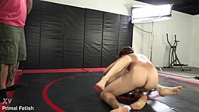 Fiona moore dominates jay romero in mixed nude wrestling match