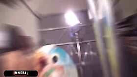 curvy blonde hadji chokes on huge cock before anal creampie orgy on holiday