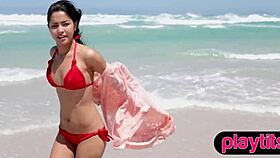 oh gosh petite asian milf me an ukrainian brunette babe strippin on beach