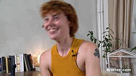 This hairy german redhead babe fingers her wet pussy with dildo on cam so tasty