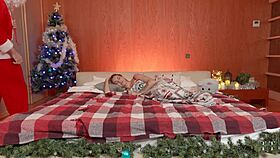 this cute blonde slut begs for santa's monster cock on christmas