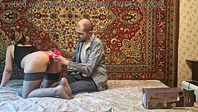russian amateur slut gapes asshole wide with huge anal dildo solo play
