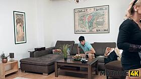 Mature cleaning lady seduces young lover into wild sex now?