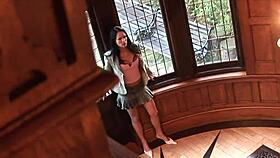 Skinny Hungarian milf Claudia's anal threesome features double penetration cumshots in castle