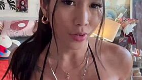 jerk off hard to this asian transgirl's big tits challenge game!
