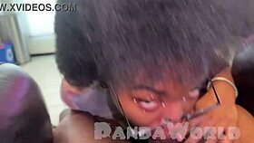 dark ebony babe and light blonde slut share double bbc deepthroat blowjob sloppily