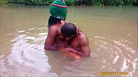 fuck this naughty classmate hard with big cock at village river bath