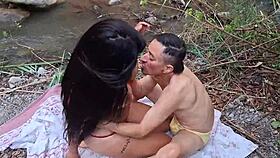 licking her dripping juicy pussy deep in wild jungle adventure