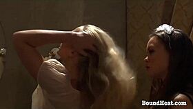 BIG TITS PUFFY NIPS SLAVE LICKED BY DOM MAID!