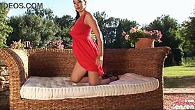 jelena jensen teases hairy trimmed cunt outdoors solo