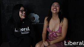 petite latina cutie interviewed before sucking cock in gloryhole cabin?