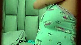 pregnant latina masturbates pussy then rides cock hard in bedroom