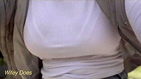 Wifey Dares Braless Bike Ride Flashing Amazing Big Tits Publicly