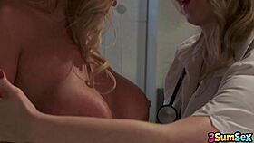 Naughty Blonde Big-Tit Nurses' Fishnet Threesome Fantasy Explodes!