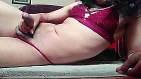 hey watch this femboy stroke hard and explode in sexy lingerie!
