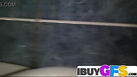 Brunette teen Lesley enjoys bath time with closeup intimate play