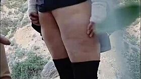 hot whore takes creampie and spanks outdoors bare