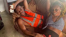 Screaming skinny ebony takes group pounding from black colleagues moaning loud
