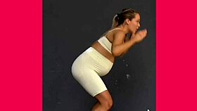 girl performs erotic belly exercises in tight panties