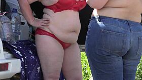mature big ass lesbians spied outdoors in lingerie park
