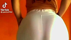 see-through legging hugs her curvy crossdressing legs tight