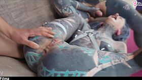 heavy tattoo goth punk anuskatzz delivers dap anal gape and swallow