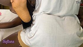 skinny ebony slut in lingerie takes first big black cock in bedroom