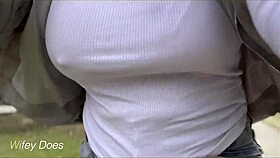 Wifey Dares Braless Bike Ride Flashing Amazing Big Tits Publicly