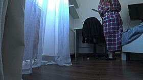 cheating woman fucks her lover at work in homemade sneaky sex session