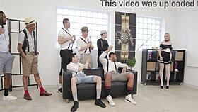 rebel rhyder handles 7on1 anal gangbang with deepthroat gapes and monster cock swallows at beer fest