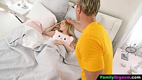 Petite blonde princess screams for old man's early morning pussy ride!