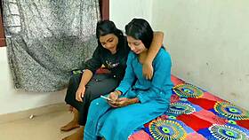 Rajesh pounds wife and hot babe in wild dorm bed threesome frenzy together