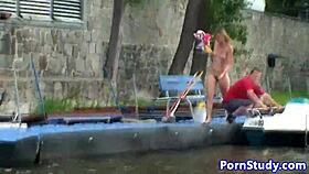 Eurobabe strips nude public fetish ride on waterbike 😏🌊