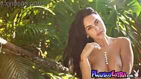 Naked Claudia Tihan smokes hot in tropical outdoor tease