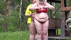 mature big ass lesbians spied outdoors in lingerie park