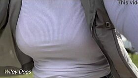 Wifey Dares Braless Bike Ride Flashing Amazing Big Tits Publicly