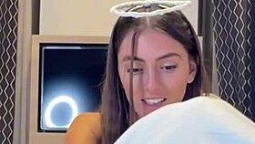 hey 18yo brunette teen practices sloppy deepthroat on huge cock pov