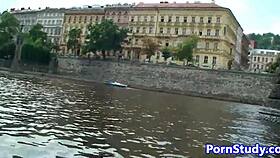 Eurobabe strips nude public fetish ride on waterbike 😏🌊