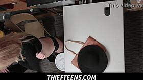 blonde granny and young babe caught stealing get fucked by officer