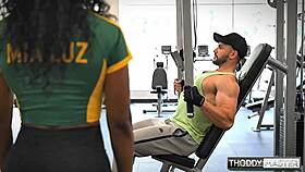 Post-workout fitness babe's tight pussy wrecked hard