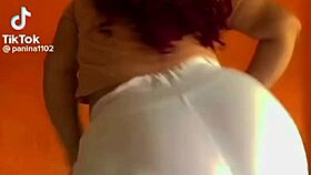 see-through legging hugs her curvy crossdressing legs tight